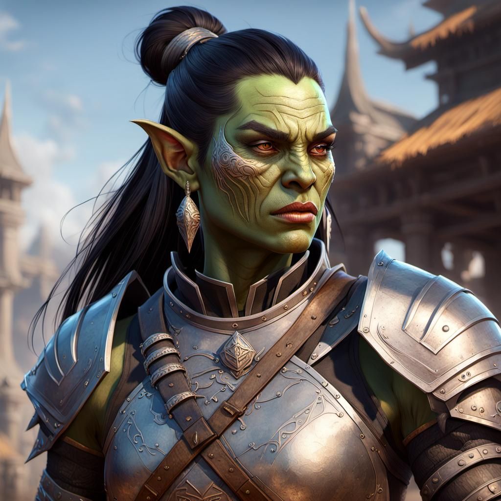 Fierce Orc Warrior Portrait in Digital Art Style