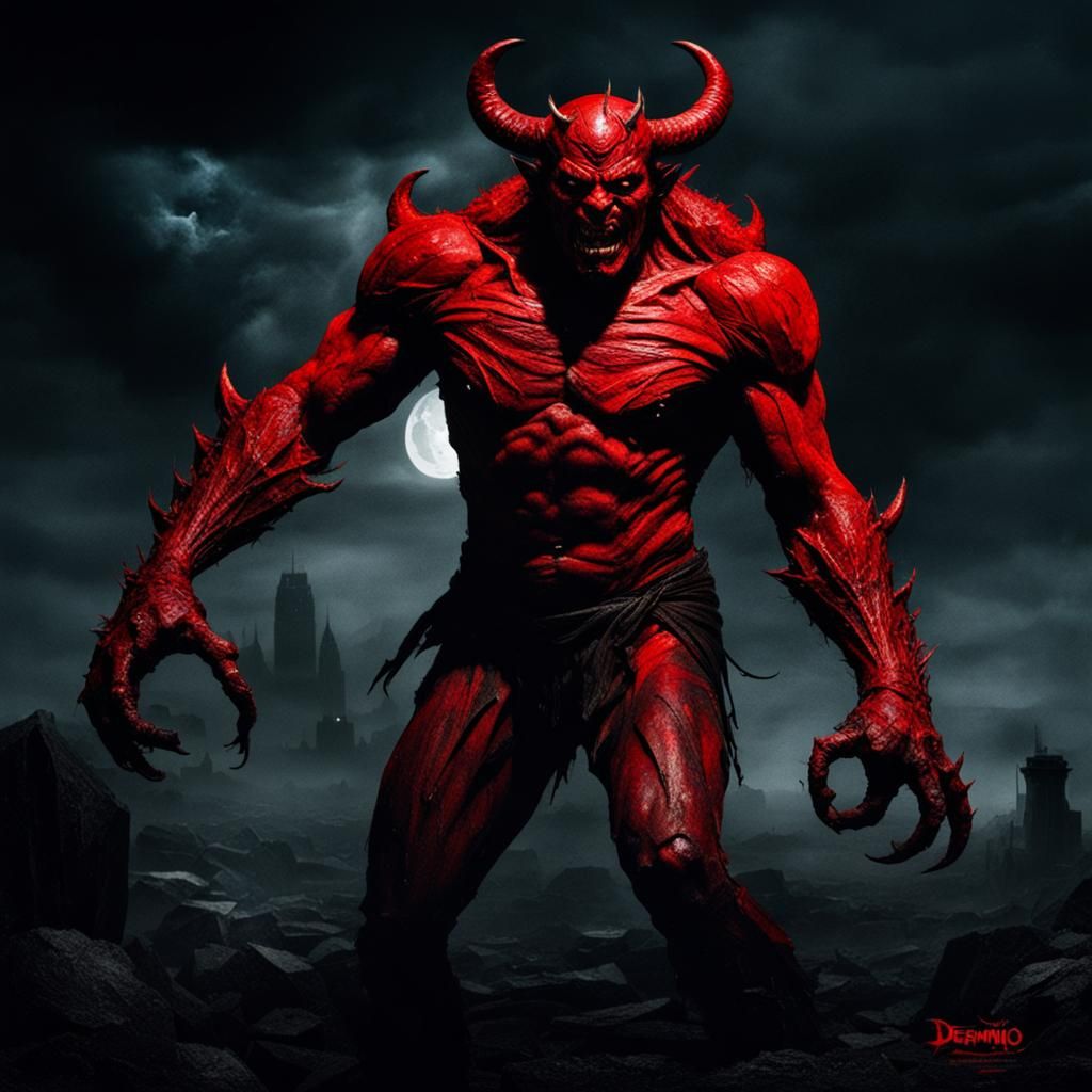 Terrifying Red Demon from a Nightmare