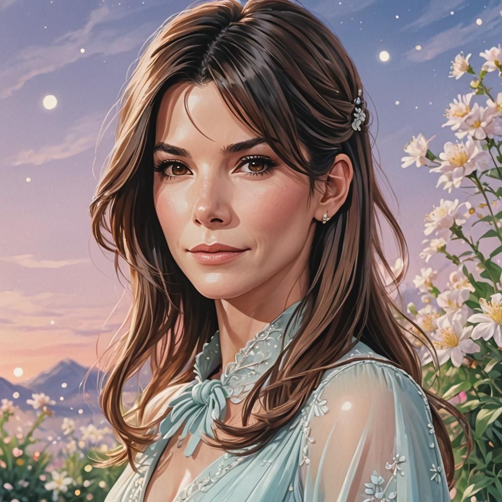 Anime Illustration of Woman with Shy Smile