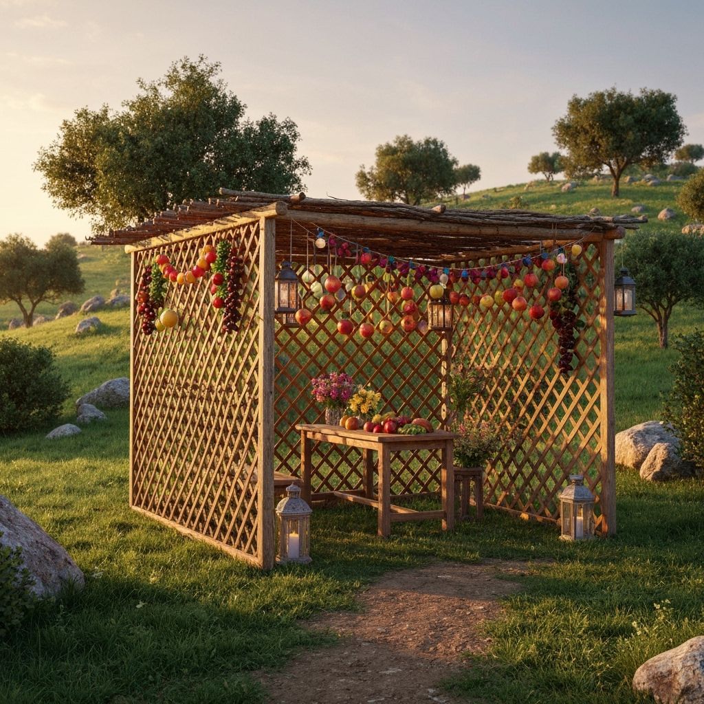 Festive Sukkah on Hills at Golden Hour