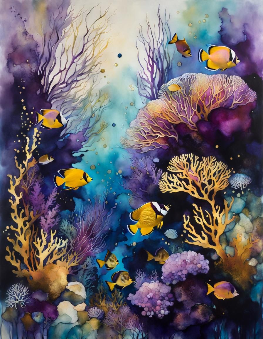 Coral Reef Underwater Scene in Pastel Colors