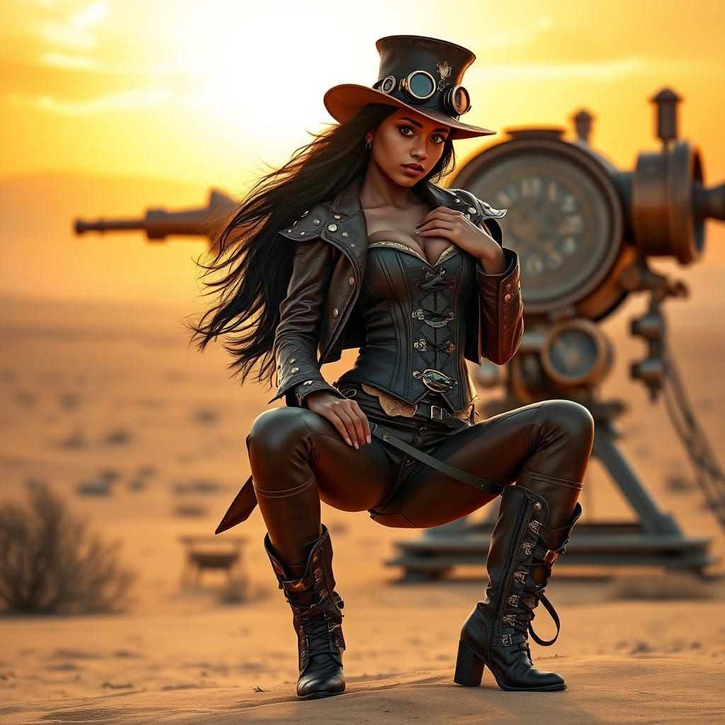 Steampunk Goa Woman in Intricate Victorian Outfit