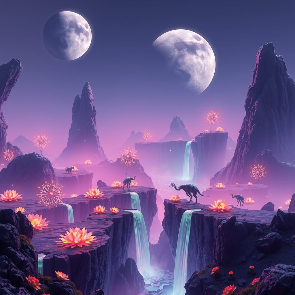 Bioluminescent Alien Planet with Floating Islands