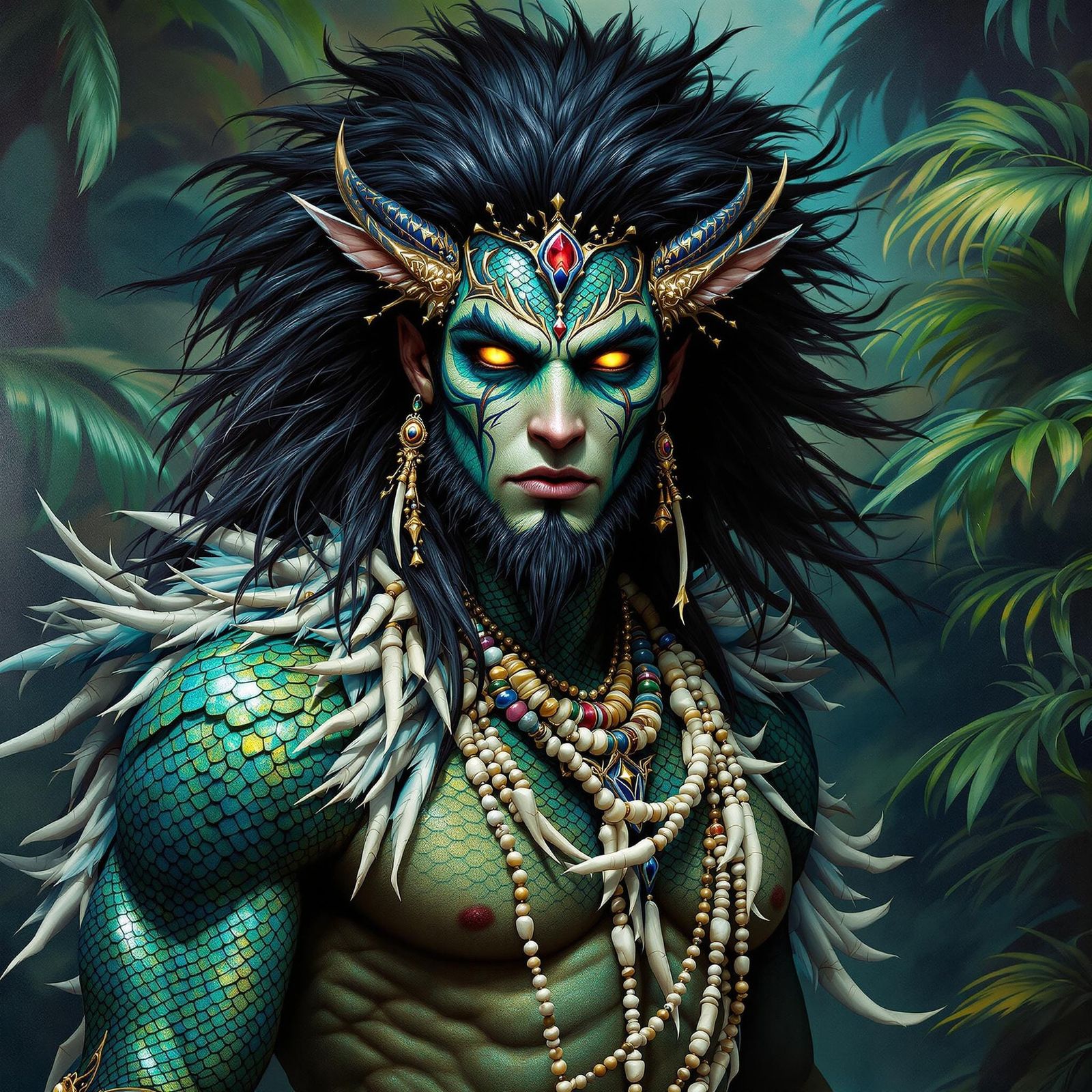 Ethereal Creature Man in Tropical Landscape