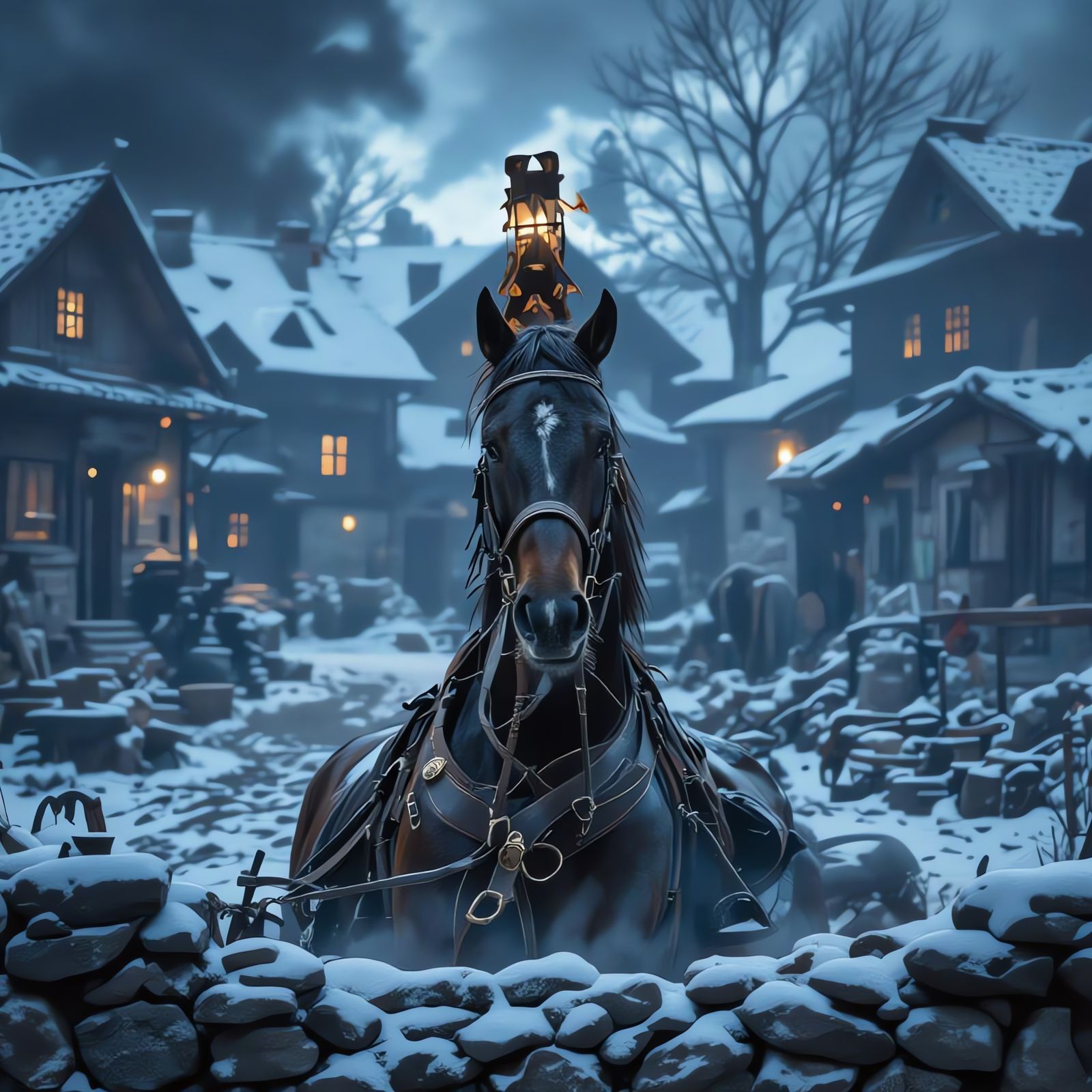 Majestic Horse in Classic Bulgarian Countryside