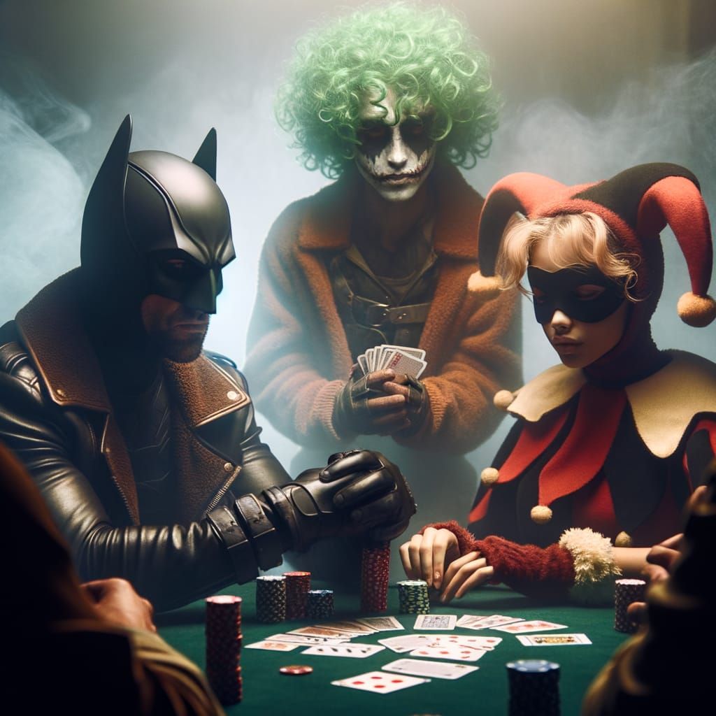 Batman and Robin Play Poker with Joker: AI Image