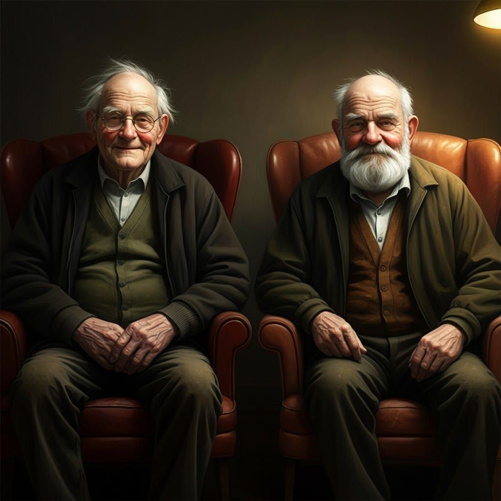 Elderly Friends in Nostalgic Golden Light