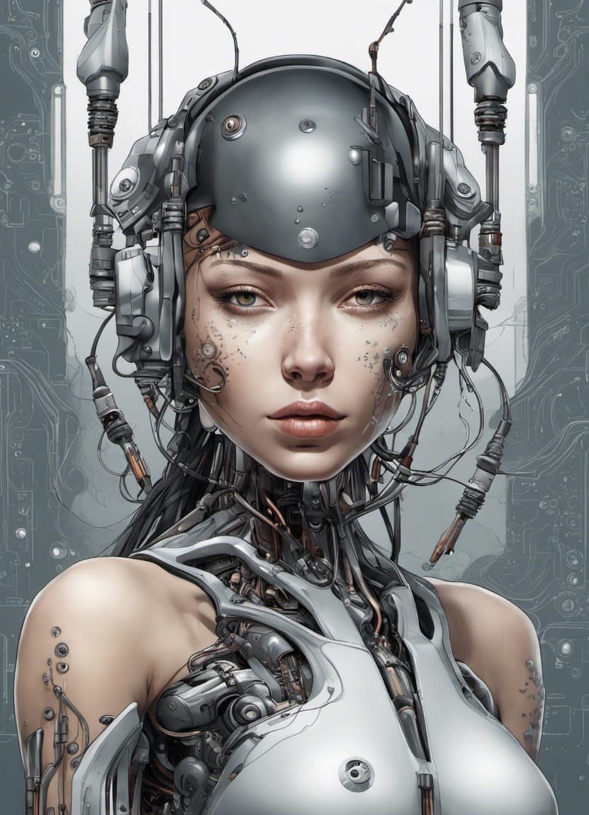 Cyborg Girl: Human and Cybernetic Fusion