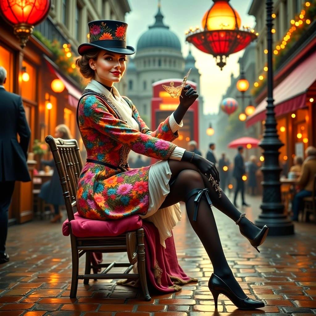 Enchanting Victorian Woman in Top Hat and Tails