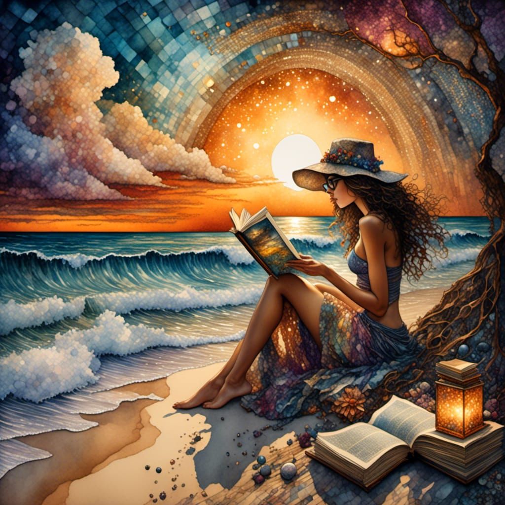 She Reads by the Sea..