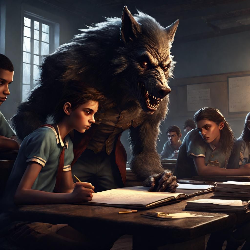Teenage Werewolf Classroom: Studio Ghibli Anime Visual