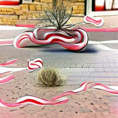 Candy Cane Tumbleweed in the Desert