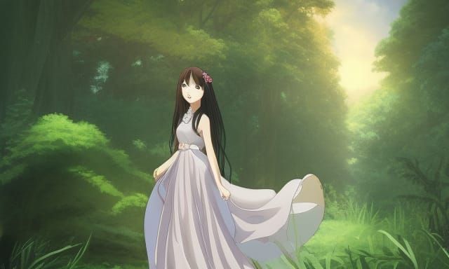 Girl in Prom Dress: Studio Ghibli Anime Visual
