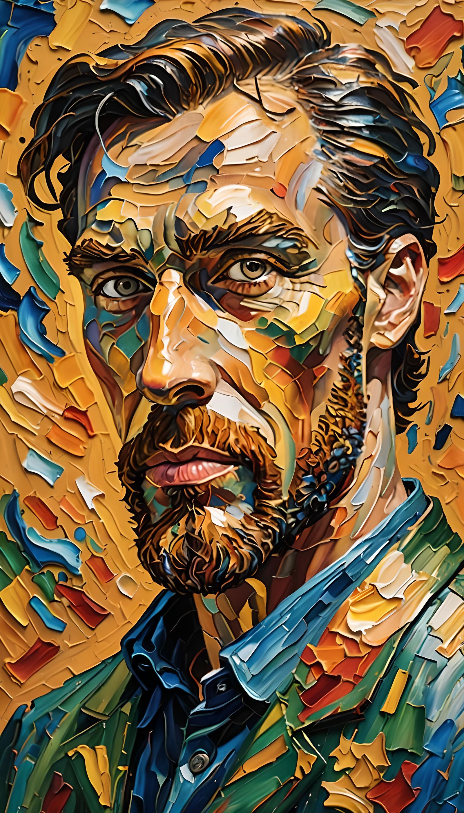 Person Covered in Vibrant Colors as Impasto Painting