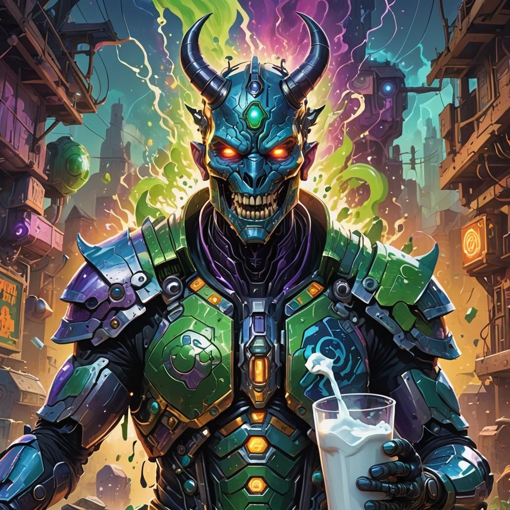 Underlord Splitting Milk: Hyperrealistic Technocybernetic Co...