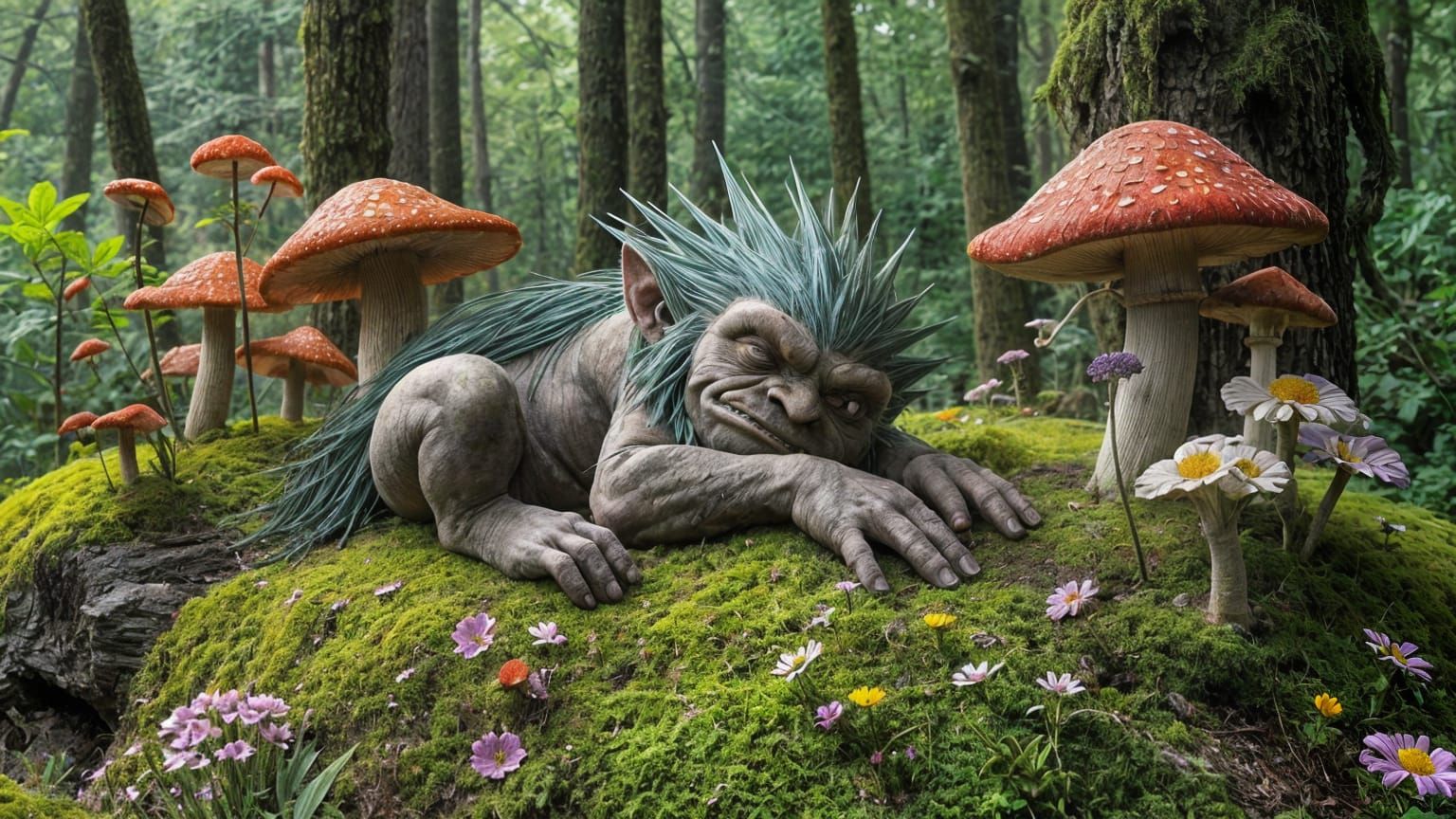 Giant Troll Hybrid in Fungal Forest Dreamscape