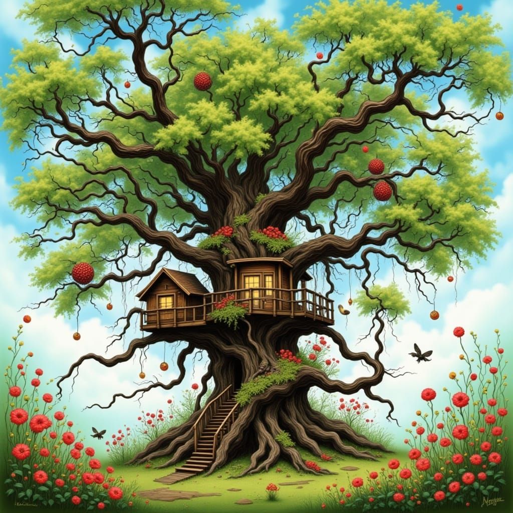 Whimsical Treehouse in Enchanted Forest