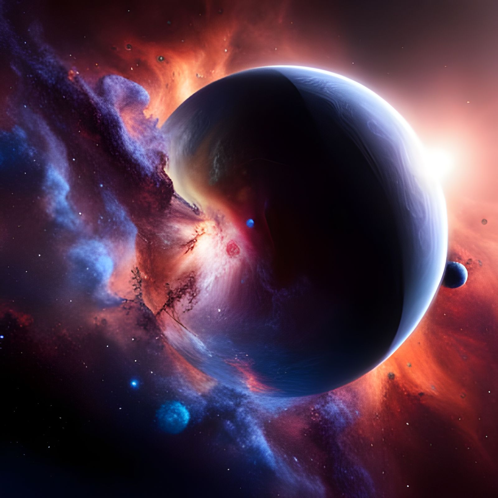 Epic Planet Drifting Through Minkowski Curve Nebula