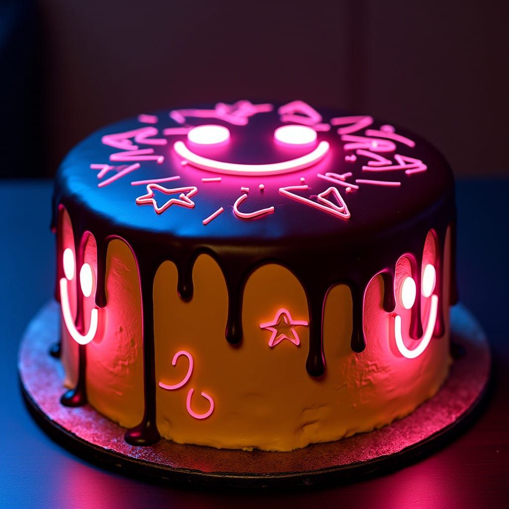 Decadent Cyberpunk Carrot Cake with Jinx-Inspired Neon Accen...