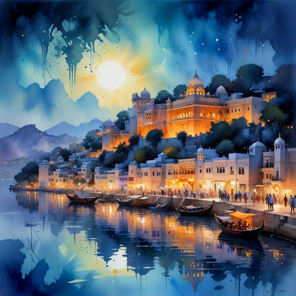 Romantic Udaipur Cityscape at Twilight
