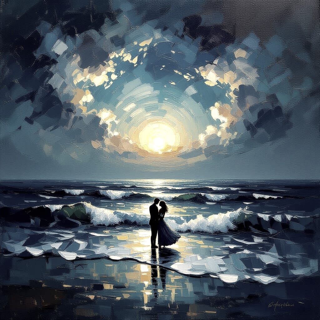 Impressionist Painting of Love and Eternity at the Horizon
