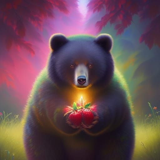 Berry Bear Hybrid Fusion: Whimsical Forest Portrait