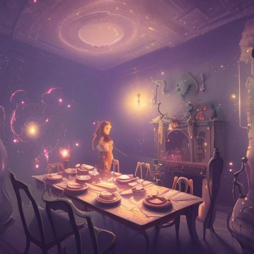 Ethereal Banquet in a Haunted Mansion