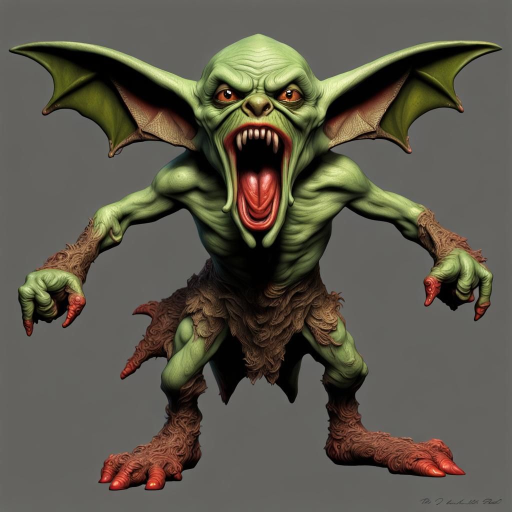 Detailed Goblin Portrait in Airbrush Art Style