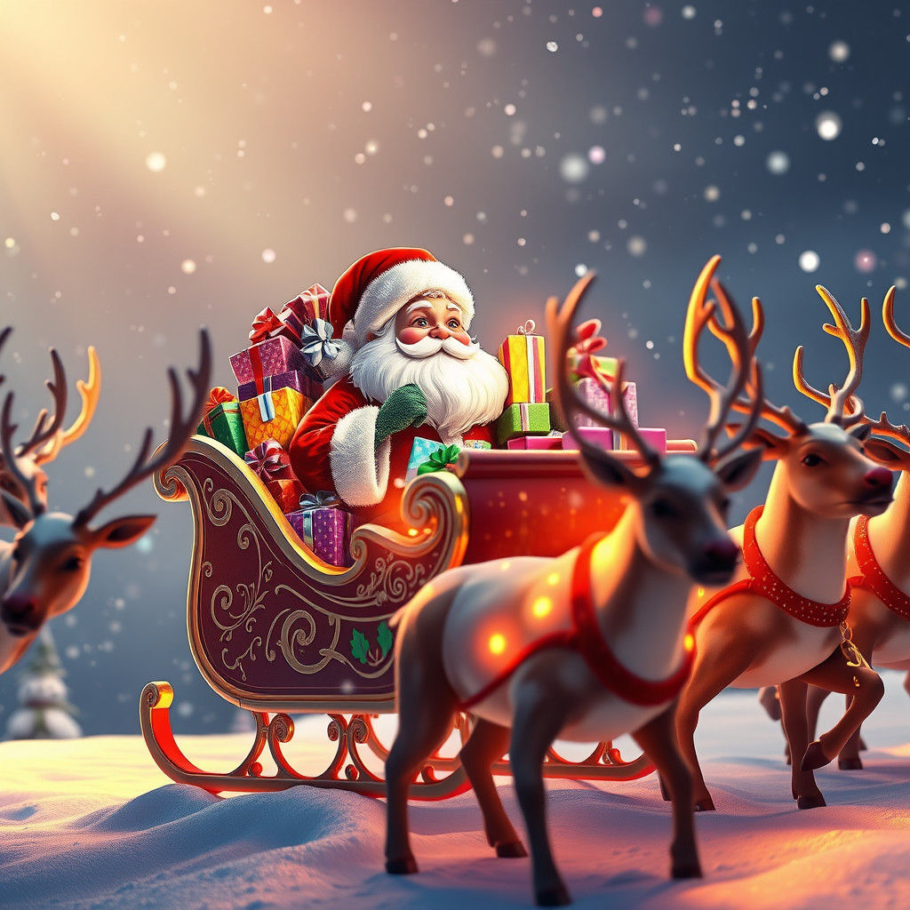 Santa's Sleigh Ride in 3D Anime Style
