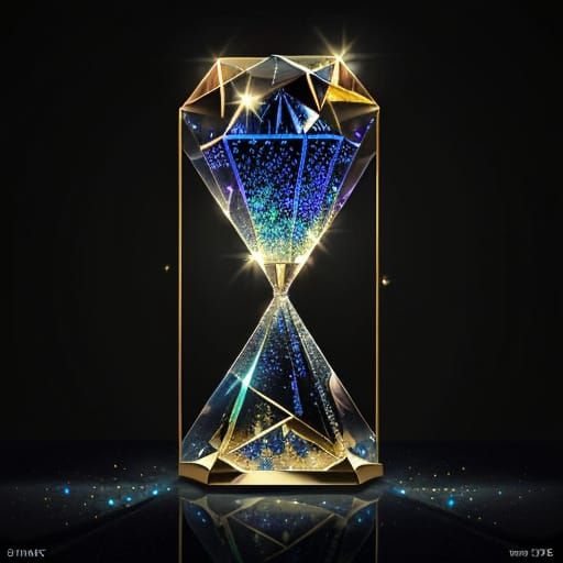 Glowing Crystal Hourglass in Macro Oil Painting