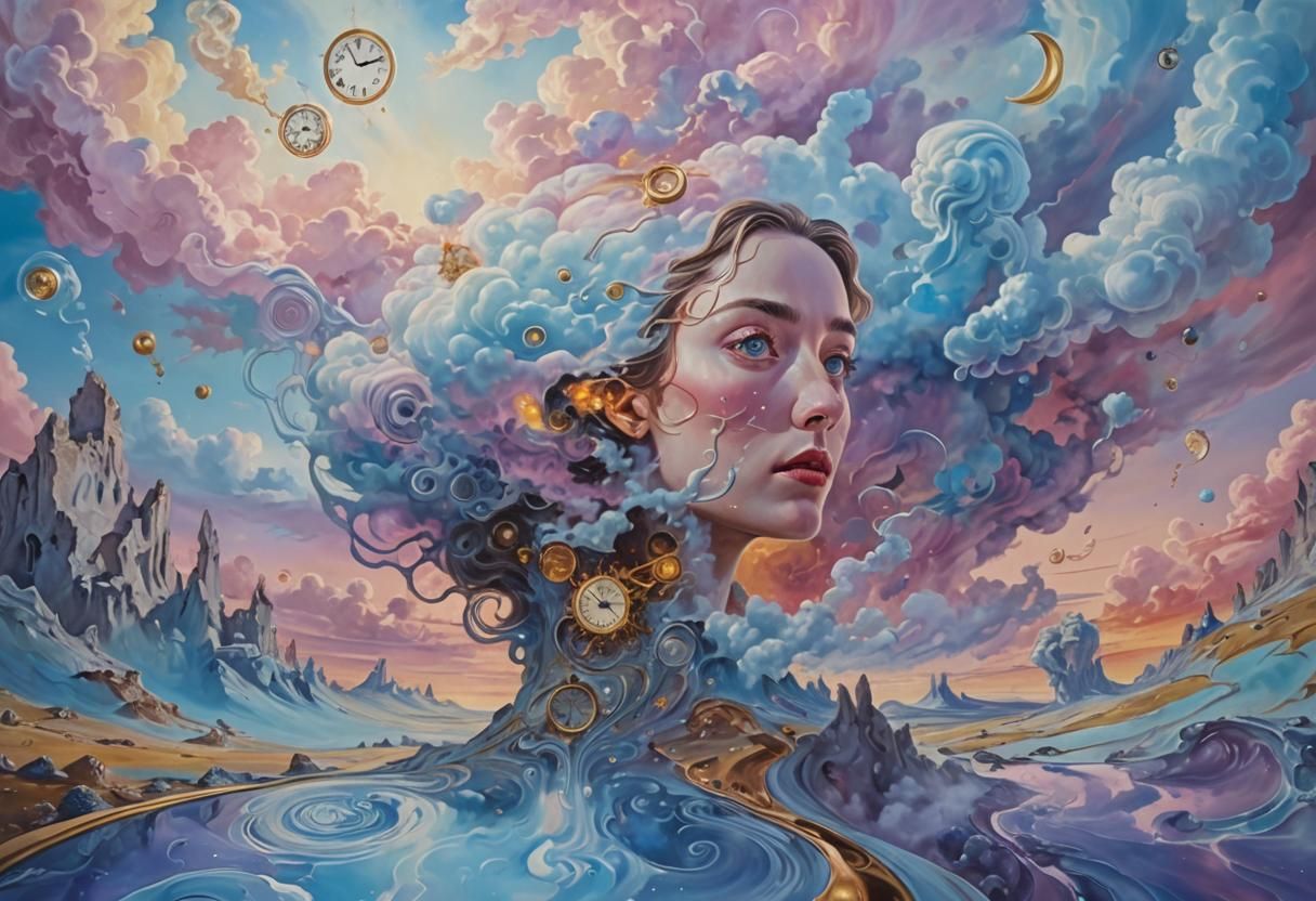 Dreamlike Surrealism with Melting Clocks
