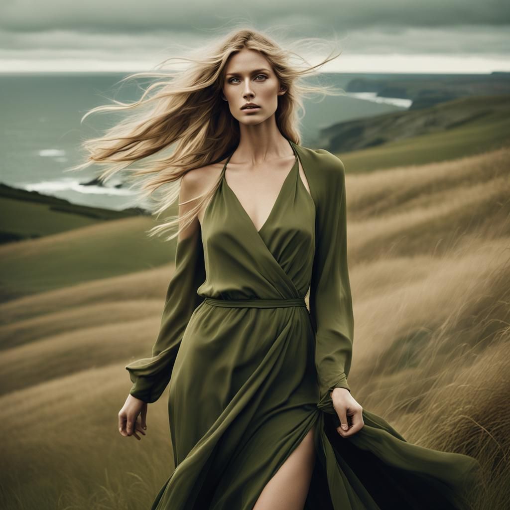 Surreal Coastal Photo of Woman in Golden Light
