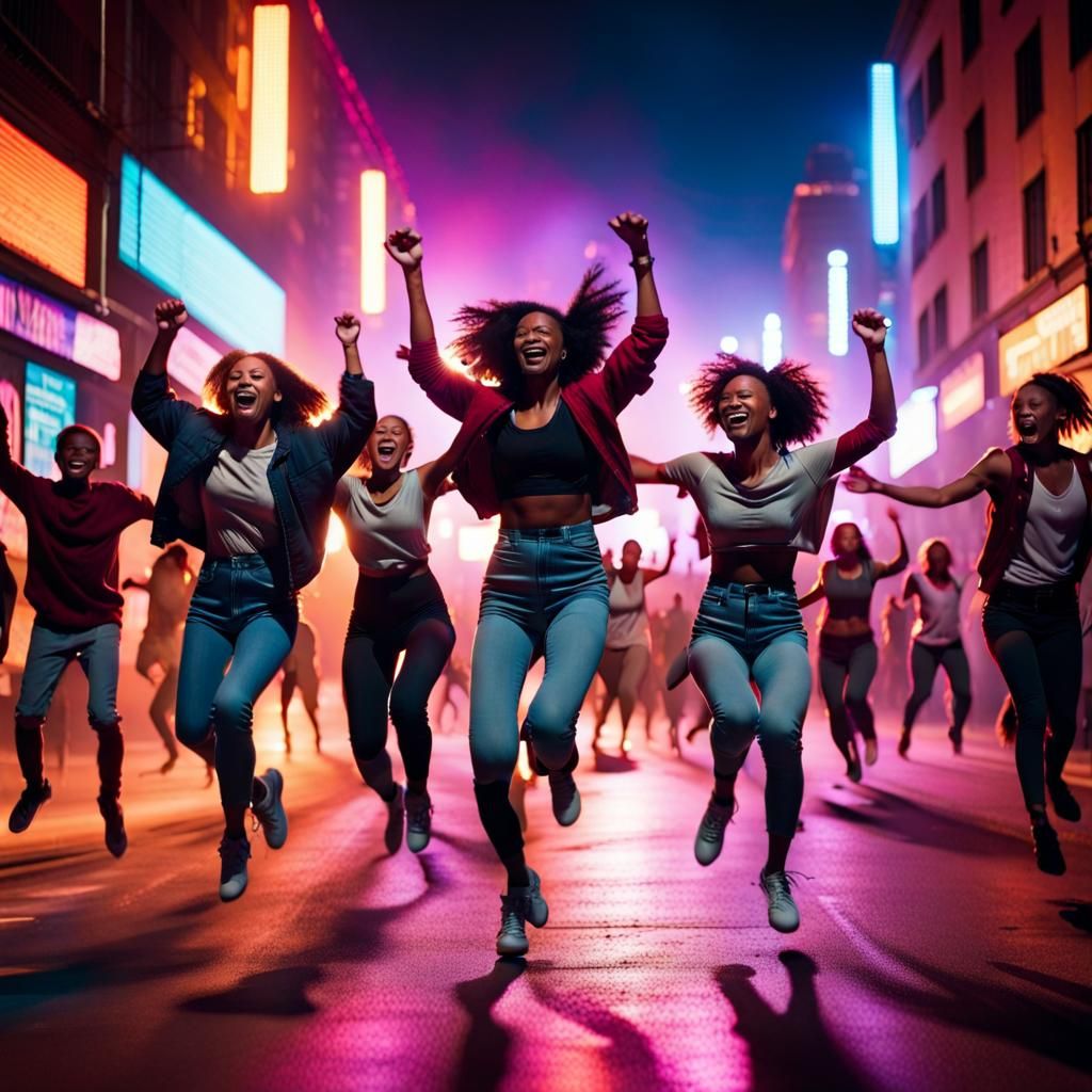 Joyful Street Dance with Dynamic Lighting