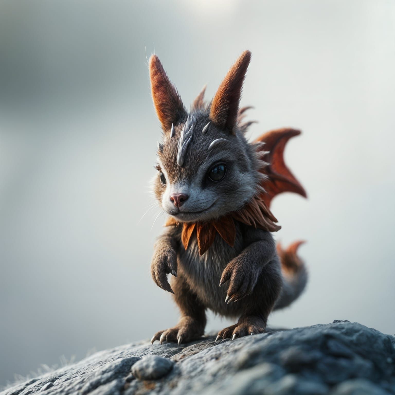 Epic Felt Beast Companion in a Dramatic Landscape