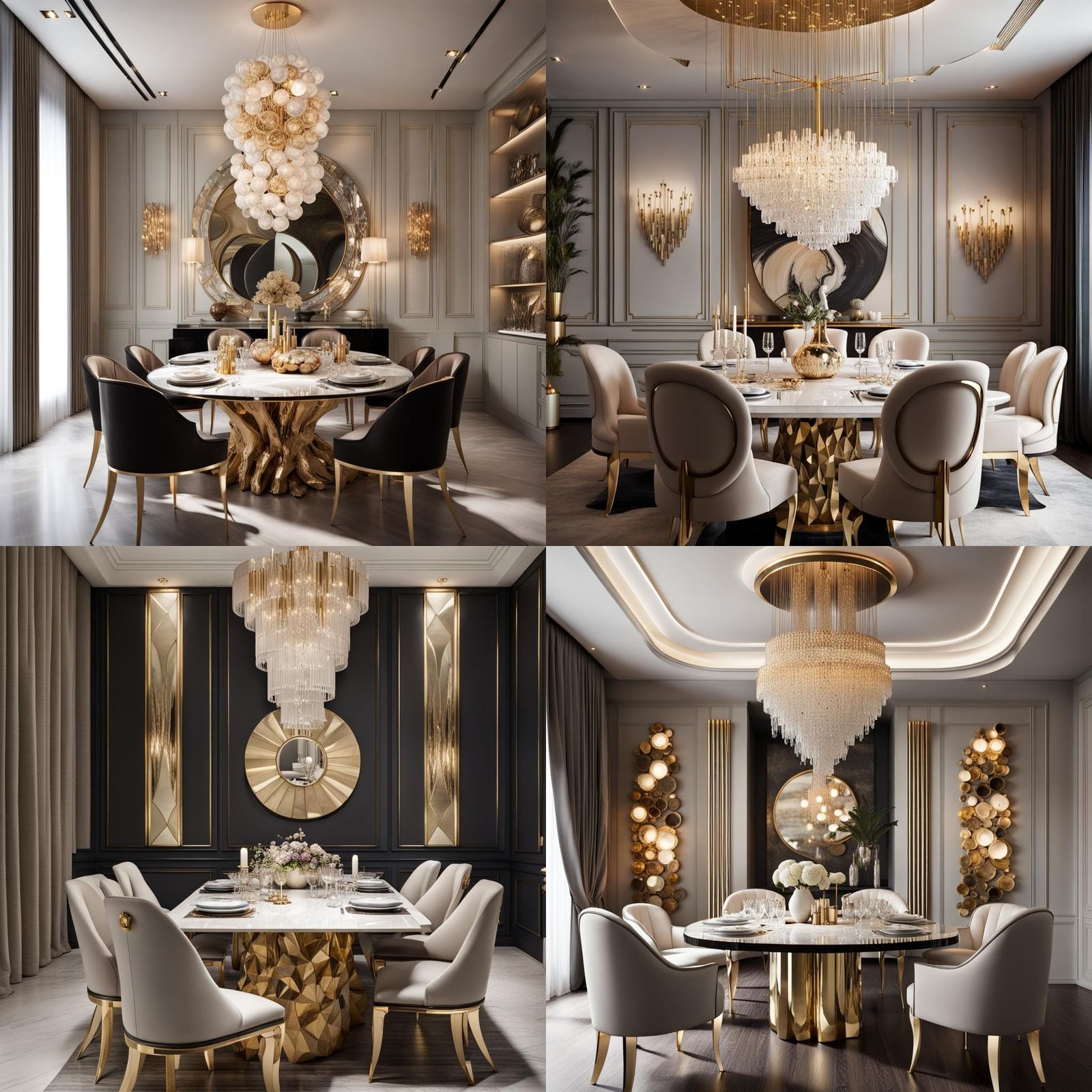 Luxury Dining Room with Glamorous Lighting Design