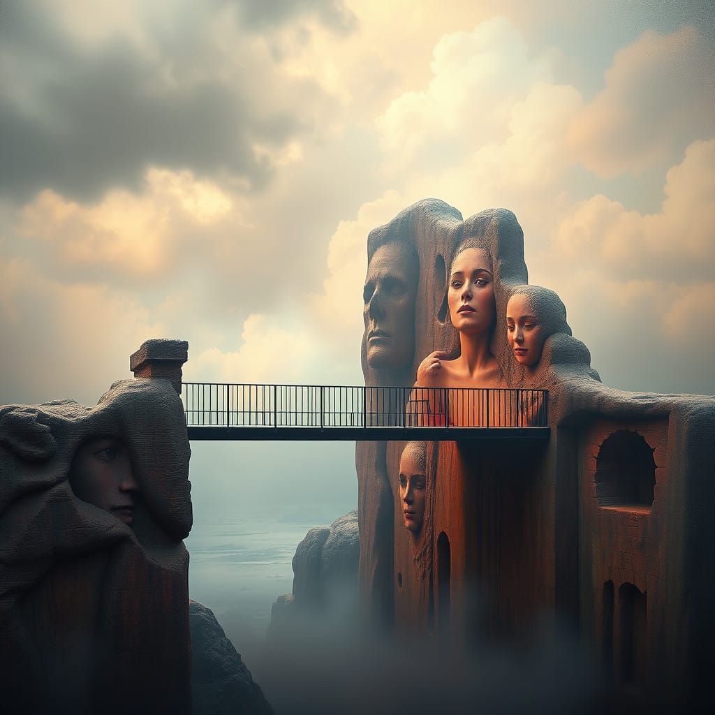 Emotional Landscapes: Dreamlike Visions of Bridges and Walls