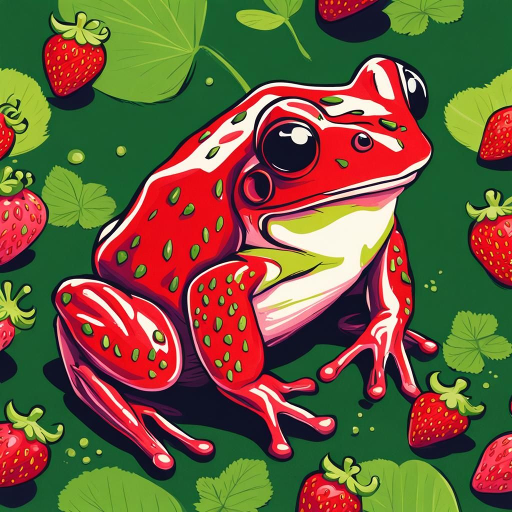 Cute Strawberry Frog Digital Illustration