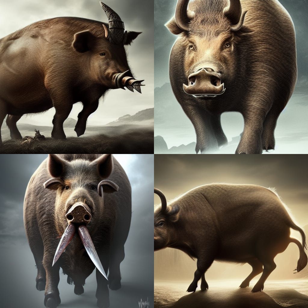 Anthropomorphic Boar Barbarian: Epic Digital Matte Painting