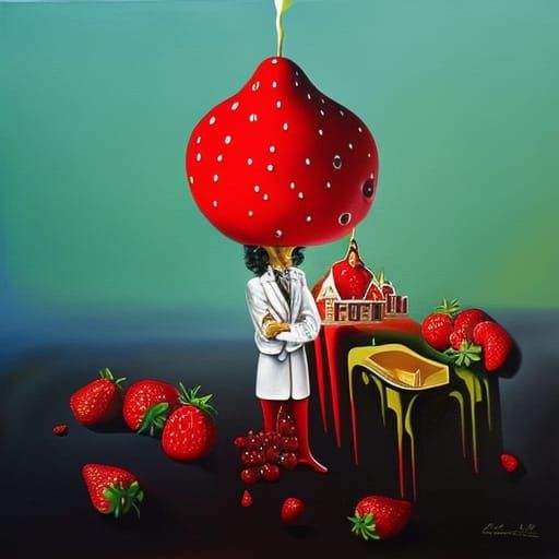 Surreal Strawberry Shortcake in Dali Style