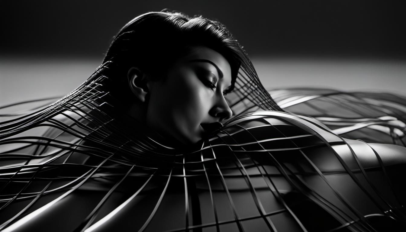 Moire Grid with Bauhaus Landscape and Lichtenstein Woman