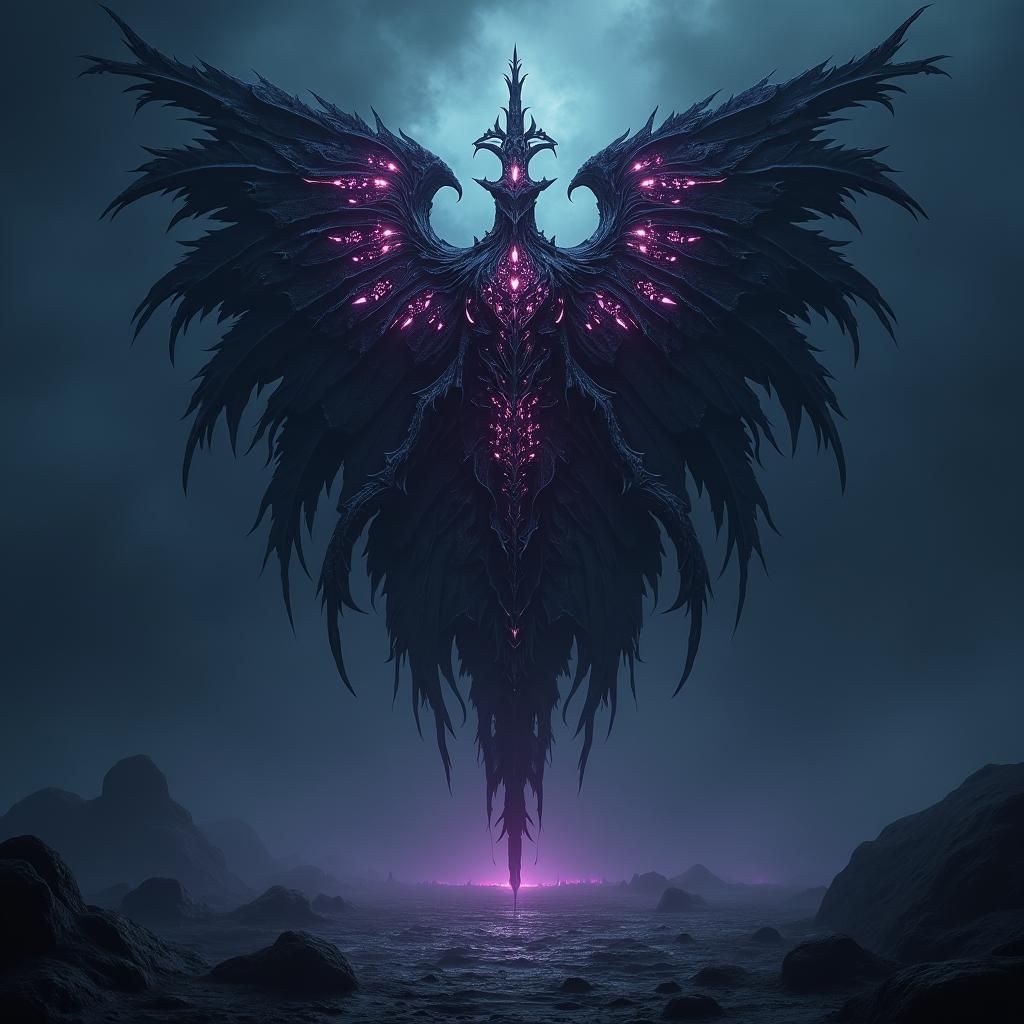 Mystical Dark Fantasy Flag in Art Nouveau Style