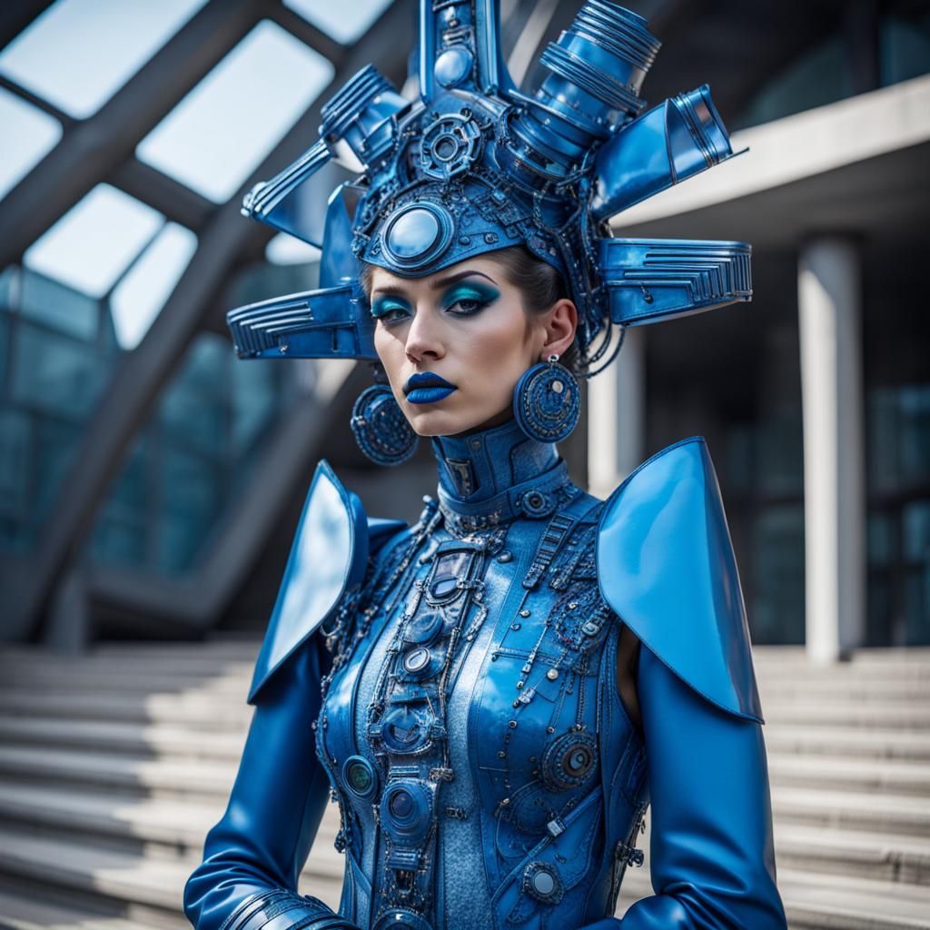 Futuristic Solarpunk Ceremony in Extravagant Blue