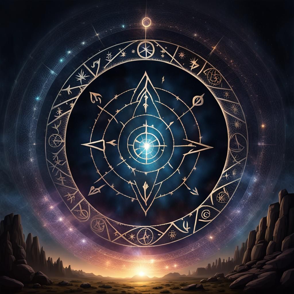 Radiant Circle of Light with Mystical Runes