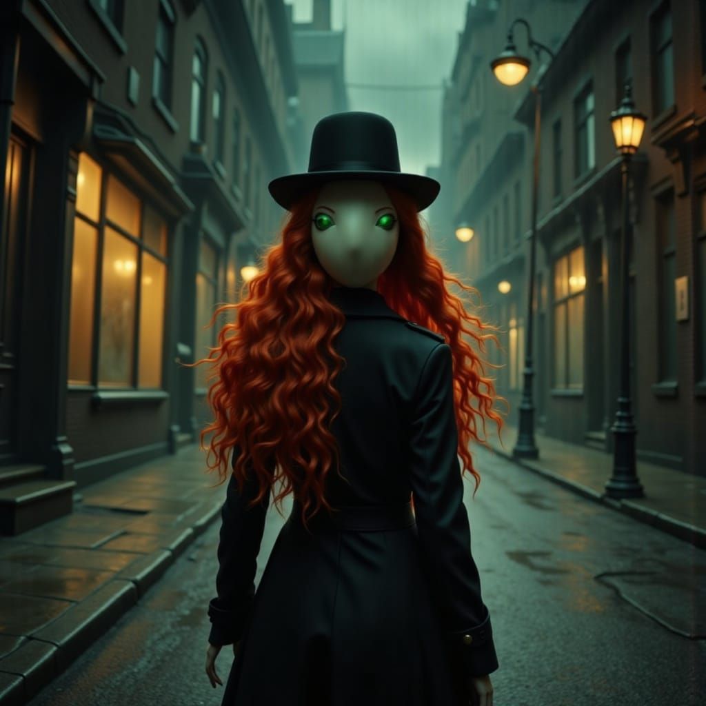 Neo-Noir Egg Woman in Trench Coat