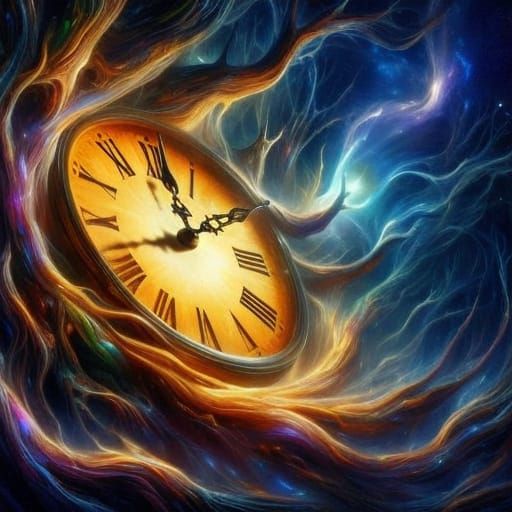 Midnight Clock Tower in a Dreamlike Forest