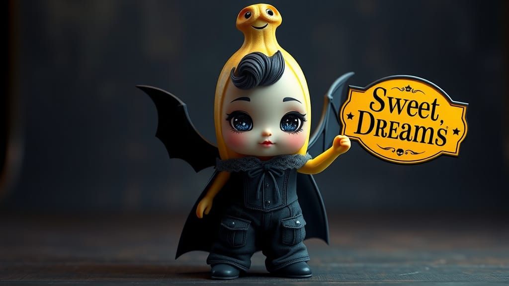 Gothic Banana Chibi in Miniature Blue Lace Corset