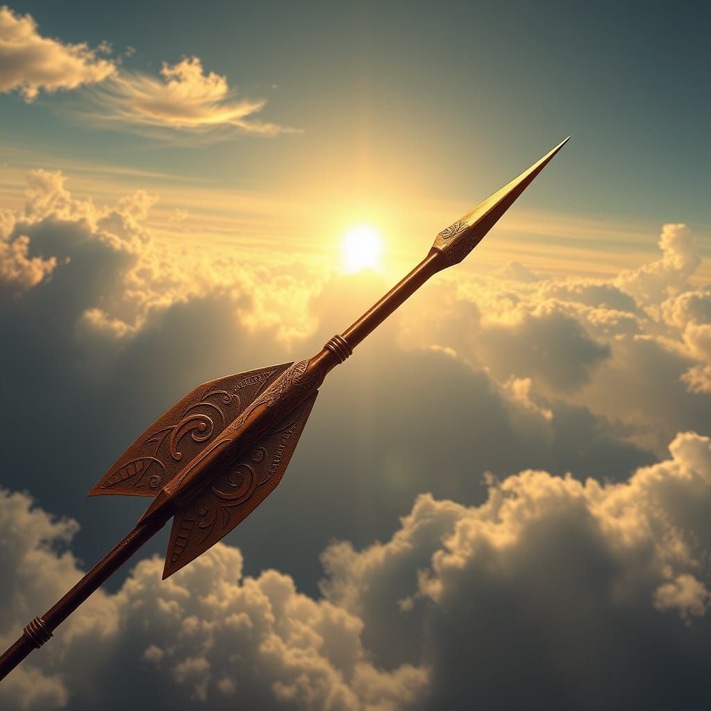 Majestic Arrow Pierces the Heavens in Biomechanical Surreali...