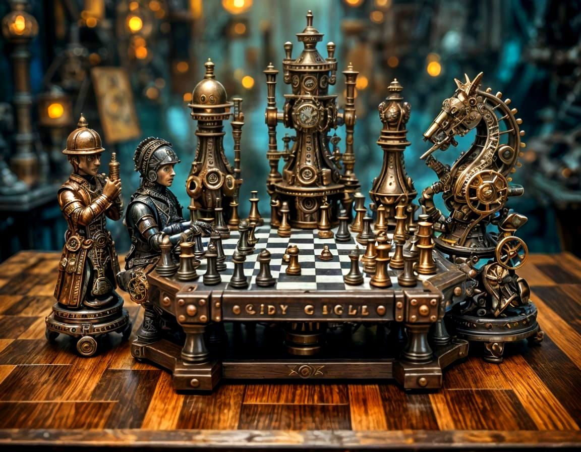Steampunk selfplaying chess board