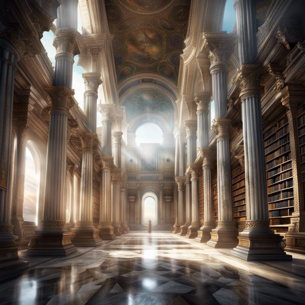Ancient Library Between Reality and Imagination