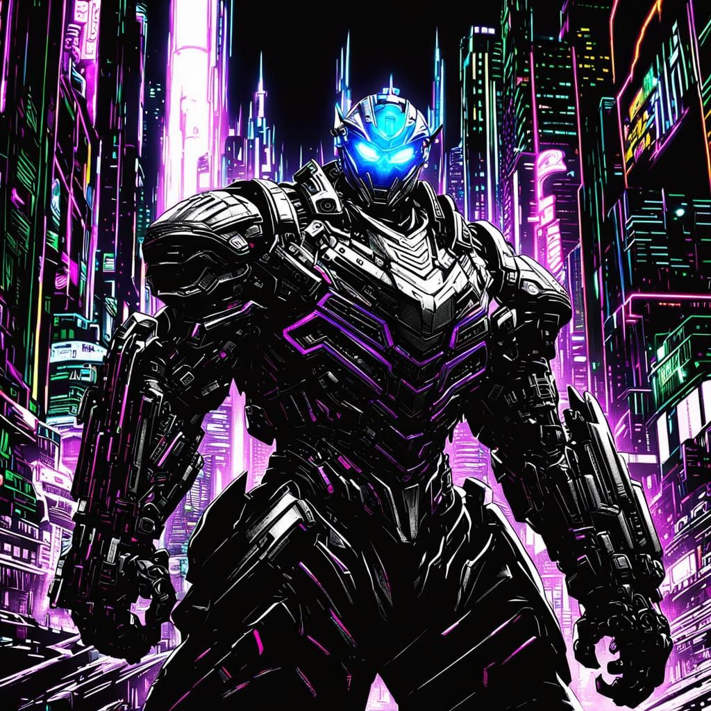 Kamen Rider Concept Art in Neon City